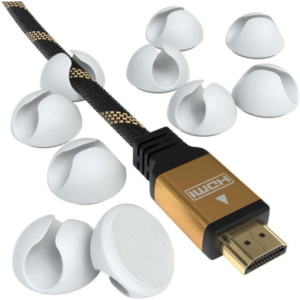 EAZY CASE Kabelführung 12x Kabelmanagement Set, Clips Kabelmanager Kabel Fixierung Kabel Organizer Schreibtisch Weiß