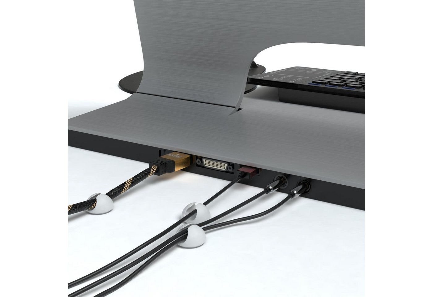 EAZY CASE Kabelführung 12x Kabelmanagement Set, Clips Kabelmanager Kabel Fixierung Kabel Organizer Schreibtisch Weiß – Bild 5 von 5