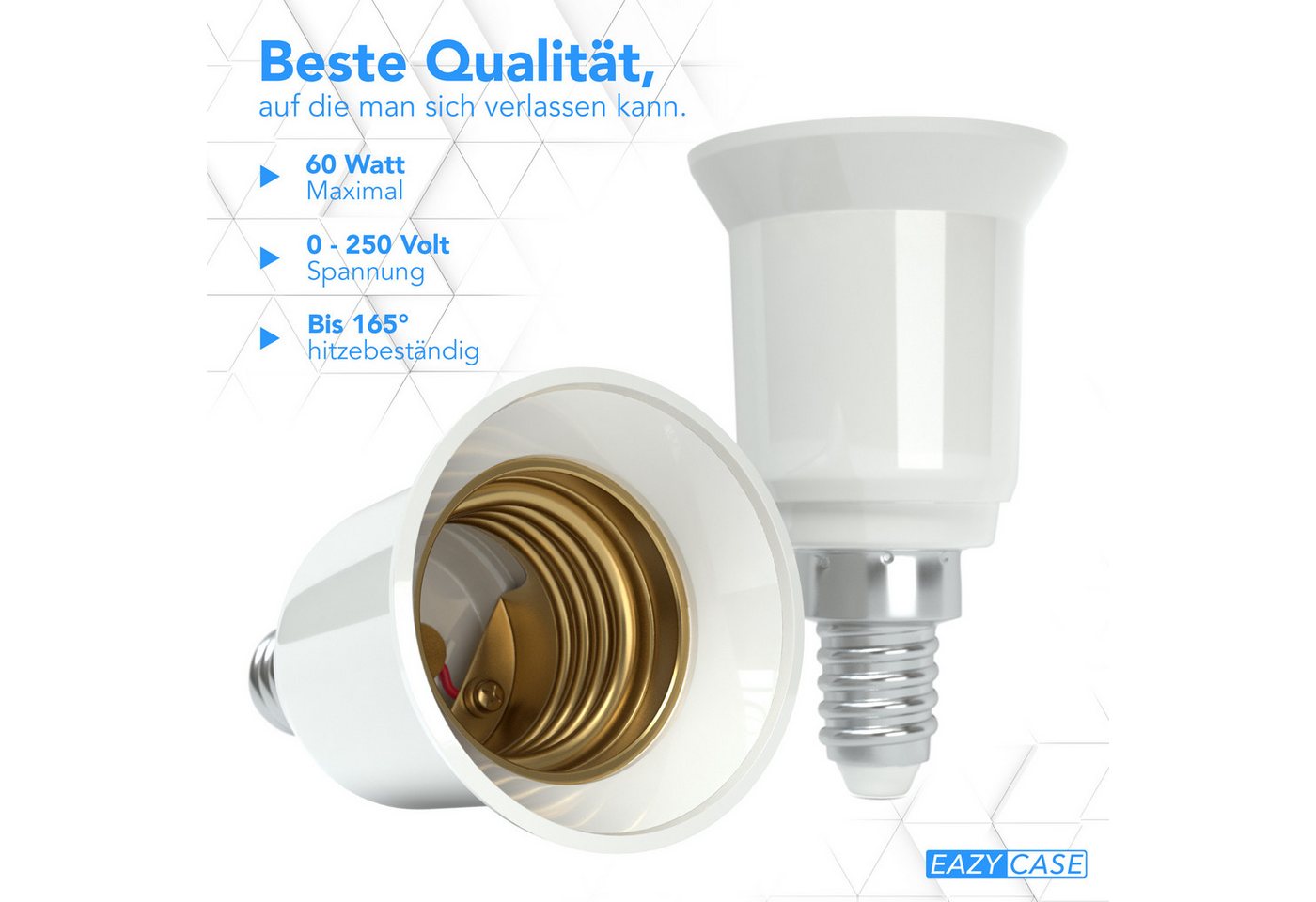 EAZY CASE Lampenfassung Lampensockel Sets E14 auf E27 Adapter Fassung Lampe Stecker Glühbirne, (Spar-Set), Lampenadapter E14 zu E27 Adapter Lampen LED Halogen E – Bild 3 von 5