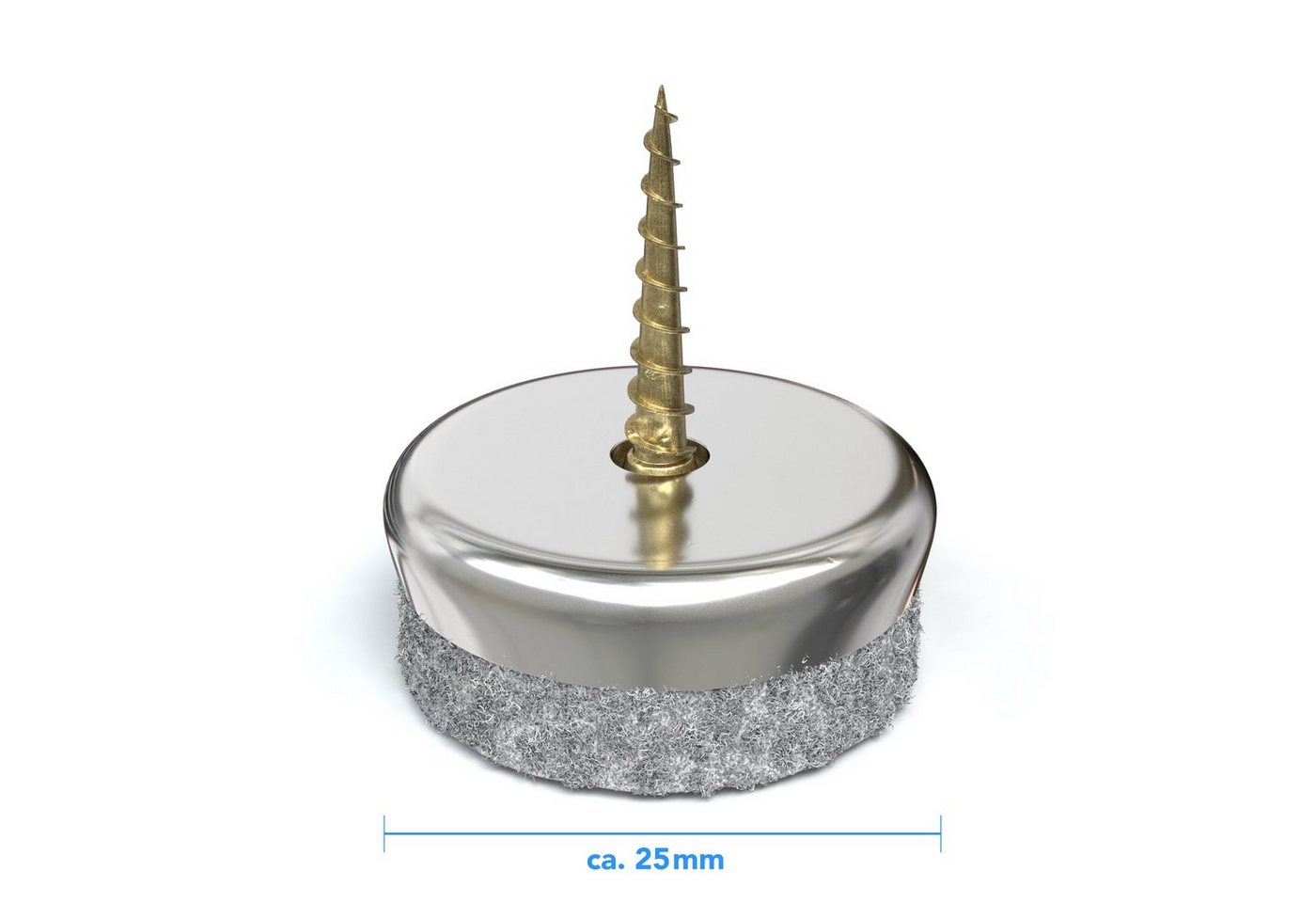 EAZY CASE Möbelfuß Filzgleiter mit Schraube, (20-St), Stuhlgleiter aus Filz Schraubend Möbelgleiter Rund Dielenschutz 25 mm – Bild 5 von 5
