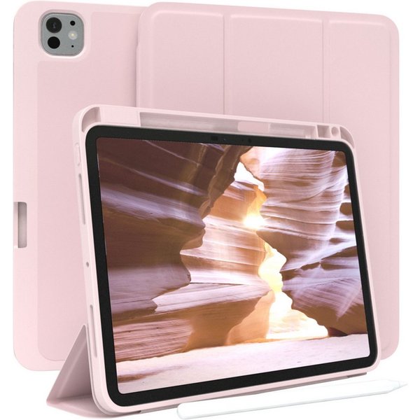 EAZY CASE Tablet-Hülle Penholder Smartcase für Apple iPad Pro 11 (2025) 11 Zoll, Hülle mit Stifthalter magnetisch kratzfeste Tasche zum Aufkappen Rosa