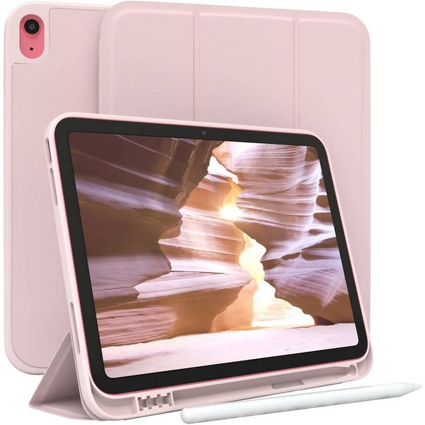 EAZY CASE Tablet-Hülle Penholder Smartcase für Apple iPad 10. Gen. (2022) 10,9 Zoll, Hülle mit Stifthalter magnetisch kratzfeste Tasche zum Aufkappen Rosa