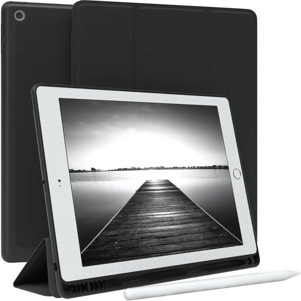 EAZY CASE Tablet-Hülle Penholder Smartcase für iPad 2017/2018 5./6. Gen. 9,7 Zoll, Hülle Schutzhülle mit Sleep Wake Up Funktion Etui zum Klappen Schwarz