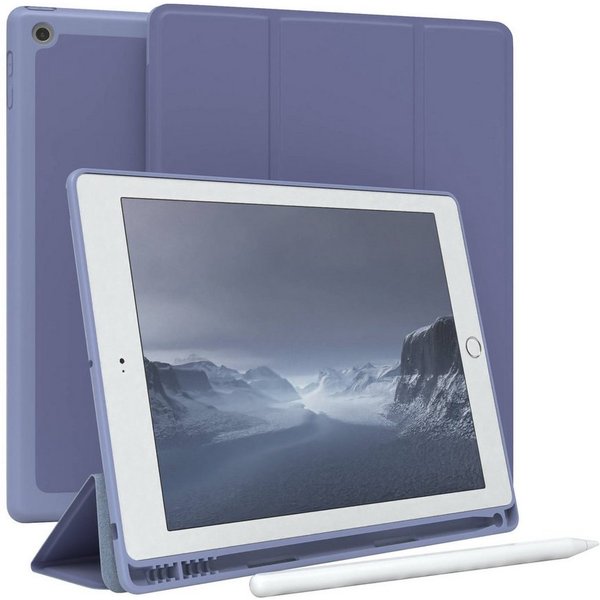 EAZY CASE Tablet-Hülle Penholder Smartcase für iPad 2017/2018 5./6. Gen. 9,7 Zoll, Tablettasche klappbares Etui mit Penholder Stifthalterung Eis Blau