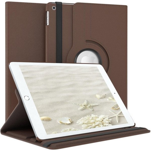 EAZY CASE Tablet-Hülle Rotation Case für Apple iPad 7./8./9. Gen. 10,2 Zoll, Schutztasche Tablet Case 360 Rotation Bookcover zum Aufstellen Braun