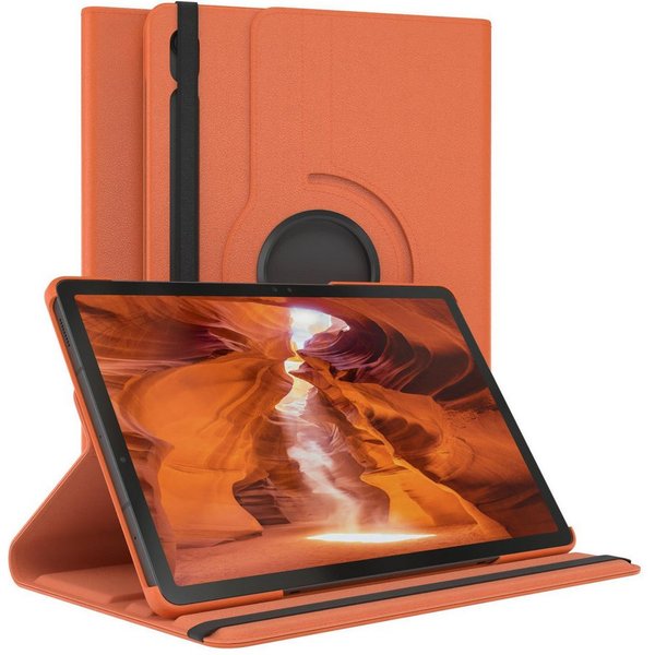 EAZY CASE Tablet-Hülle Rotation Case für Galaxy Tab S10 FE 10,9 Zoll, Tabletschutz robust magnetisch verstellbar Klappetui mit Deckel Orange