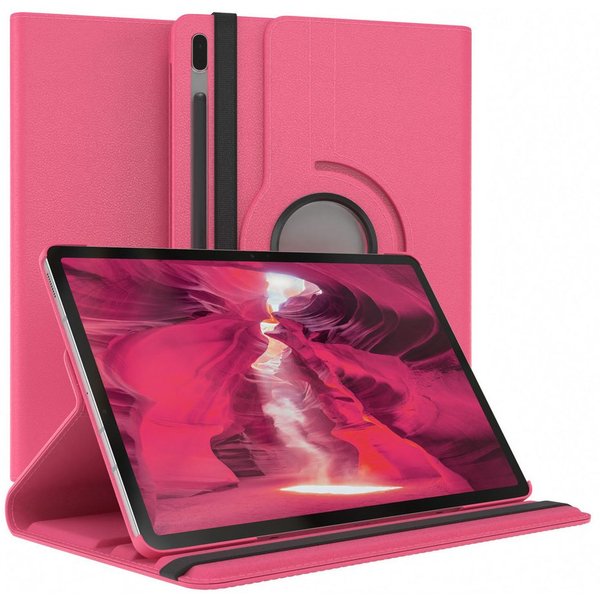 EAZY CASE Tablet-Hülle Rotation Case für Samsung Galaxy Tab S7 FE / 5G 12,4 Zoll, Klapphülle zum Aufstellen Rundum Hülle Book Tablet Slim Klappcase Pink