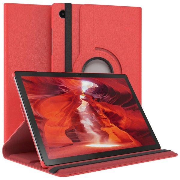 EAZY CASE Tablet-Hülle Rotation Case für Samsung Galaxy Tab A8 10.5 LTE 10,5 Zoll, Tabletcase Flipcover Smart kratzfest Hülle aufstellbar drehend Rot