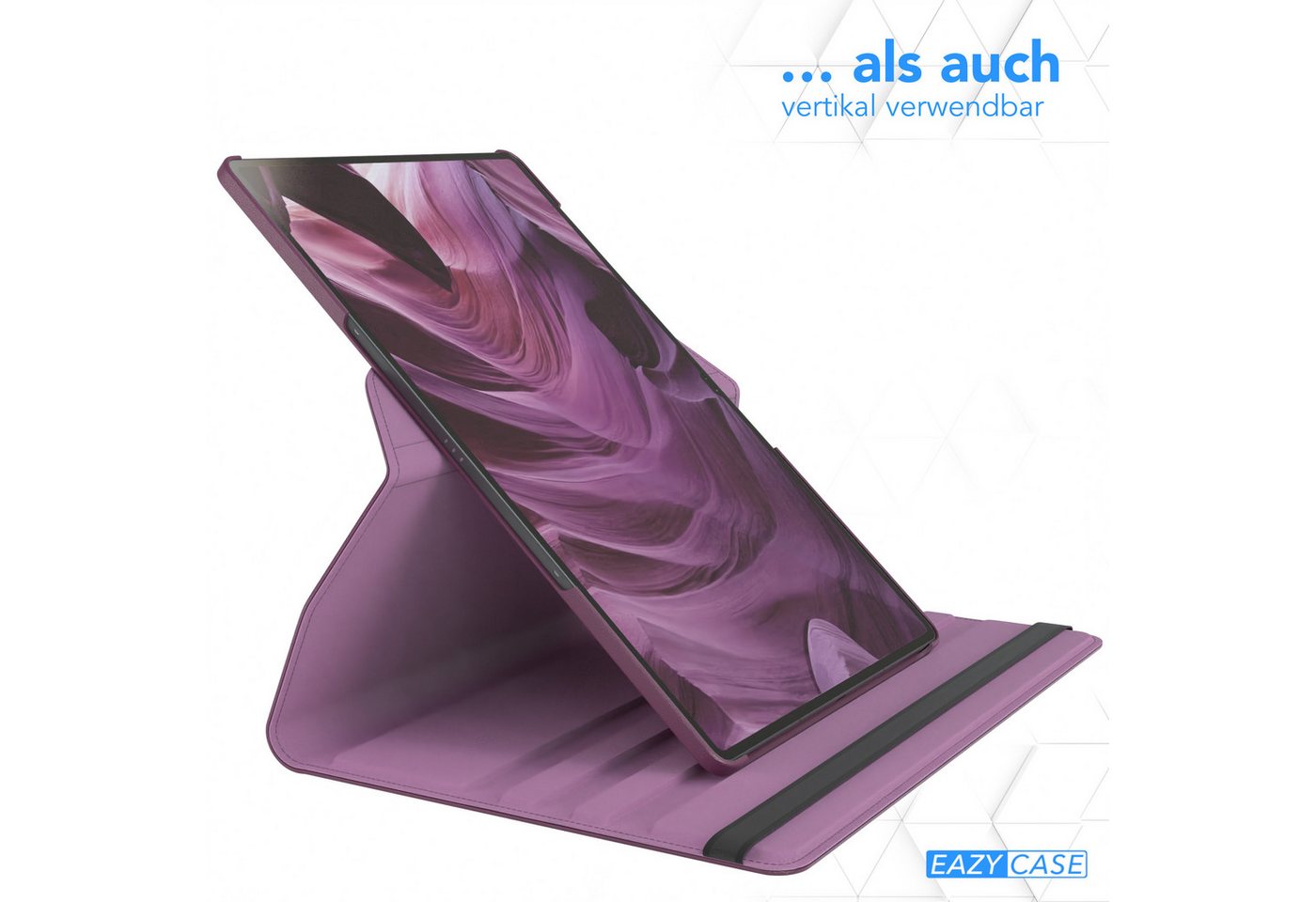 EAZY CASE Tablet-Hülle Rotation Case Galaxy Tab S10 Ultra Rotationcase 14,6 Zoll, Tablet-Hülle Bookstyle Case Fullcover Schutz Tasche Stehfunktion Lila – Bild 5 von 5