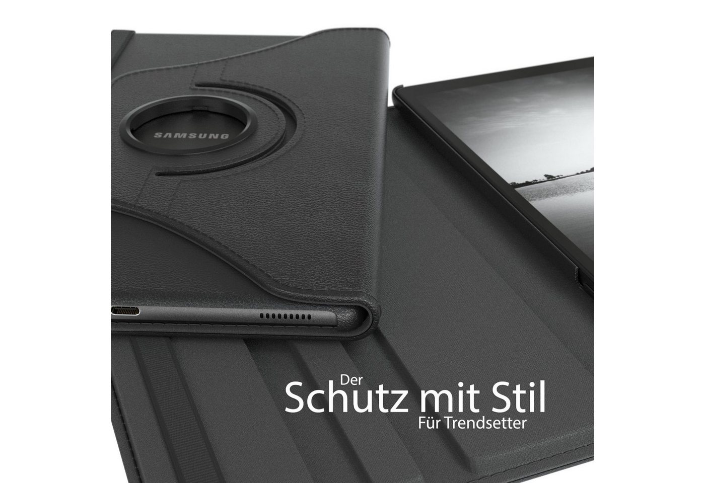 EAZY CASE Tablet-Hülle Rotation Case Samsung Galaxy Tab A 10.1 10,1 Zoll, Hülle 360° drehbar mit Standfunktion Etui Anti-Kratz Tasche Schwarz – Bild 5 von 5