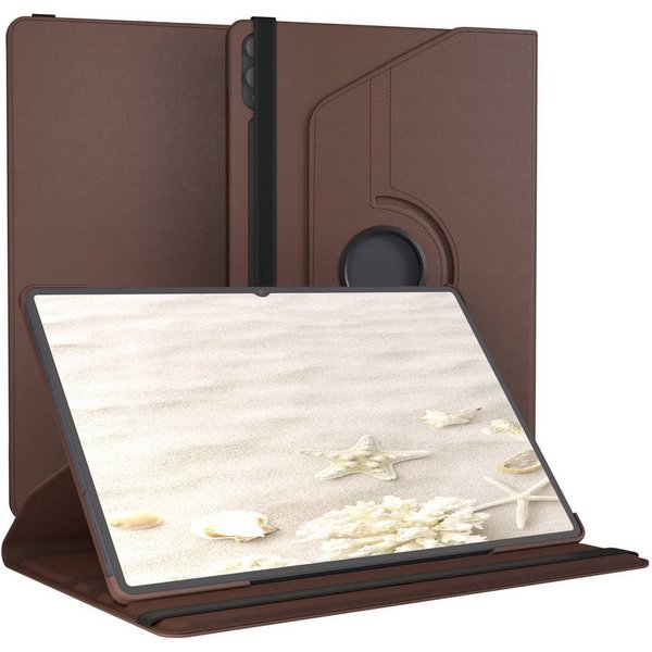 EAZY CASE Tablet-Hülle Rotationcase für Samsung Galaxy Tab S11 Ultra 14,6 Zoll, Schutztasche Tablet Case 360 Rotation Bookcover zum Aufstellen Braun