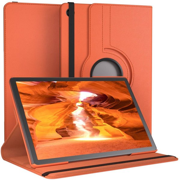 EAZY CASE Tablet-Hülle Rotationcase für Samsung Galaxy Tab A11 Plus 11 Zoll, Tabletschutz robust magnetisch verstellbar Klappetui mit Deckel Orange
