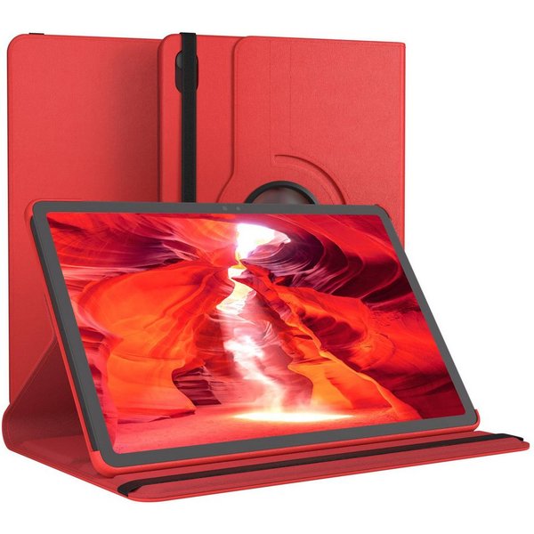 EAZY CASE Tablet-Hülle Rotationcase für Samsung Galaxy Tab S11 11 Zoll, Tabletcase Flipcover Smart kratzfest Hülle aufstellbar drehend Rot