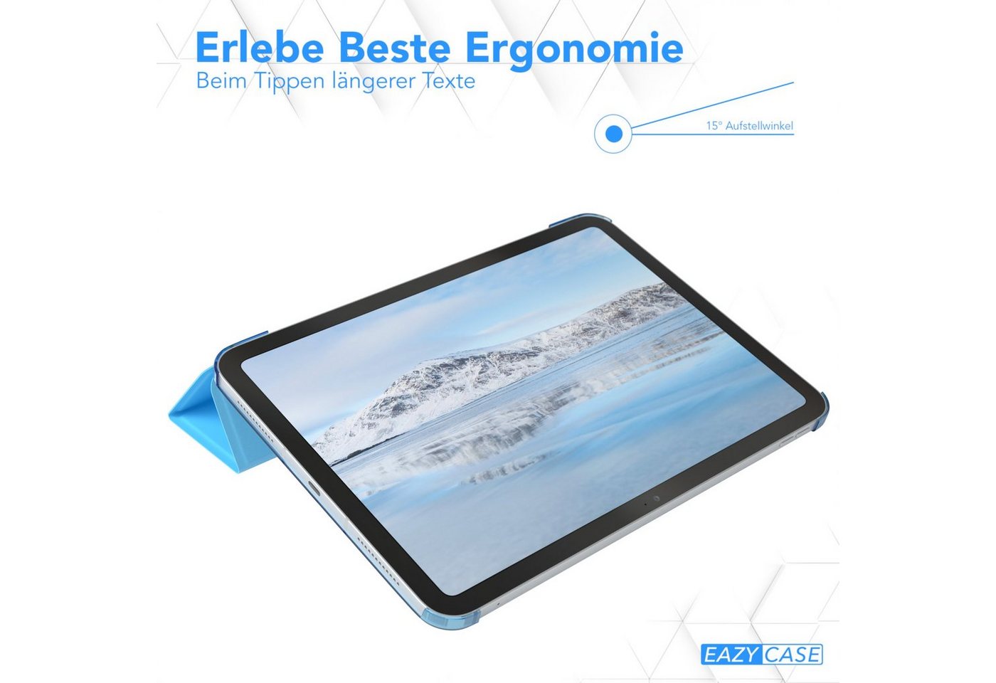 EAZY CASE Tablet-Hülle Smart Case für iPad 10,9" 10. Generation (2022) 10,9 Zoll, Klapphülle mit Standfunktion Tablet Hülle Book Case kratzfest Hellblau – Bild 5 von 5