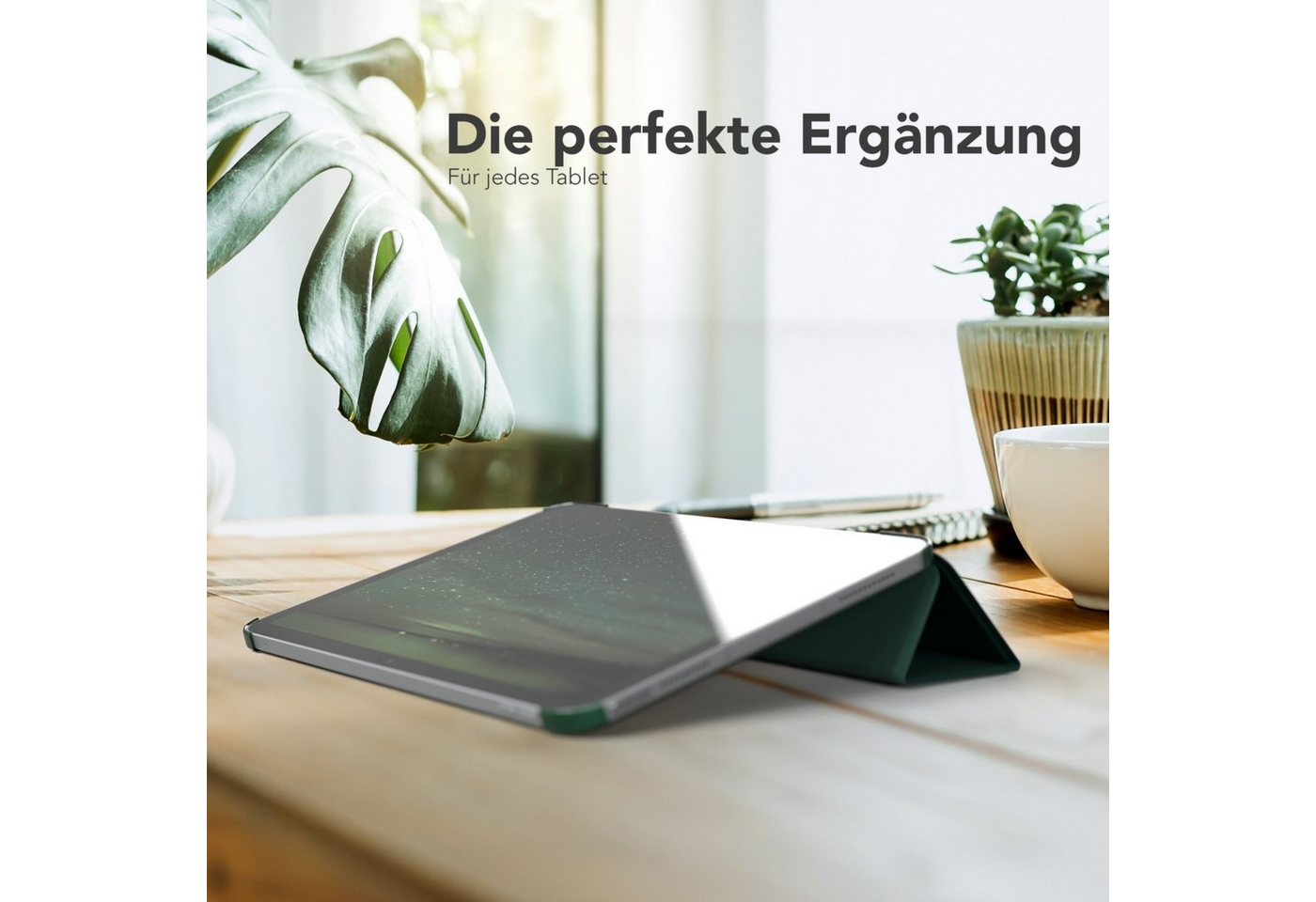 EAZY CASE Tablet-Hülle Smart Case für iPad 10,9" 10. Generation (2022) 10,9 Zoll, Tablet Schutzhülle aufstellbar Flip Cover Bookstyle Hülle Dunkelgrün – Bild 2 von 5