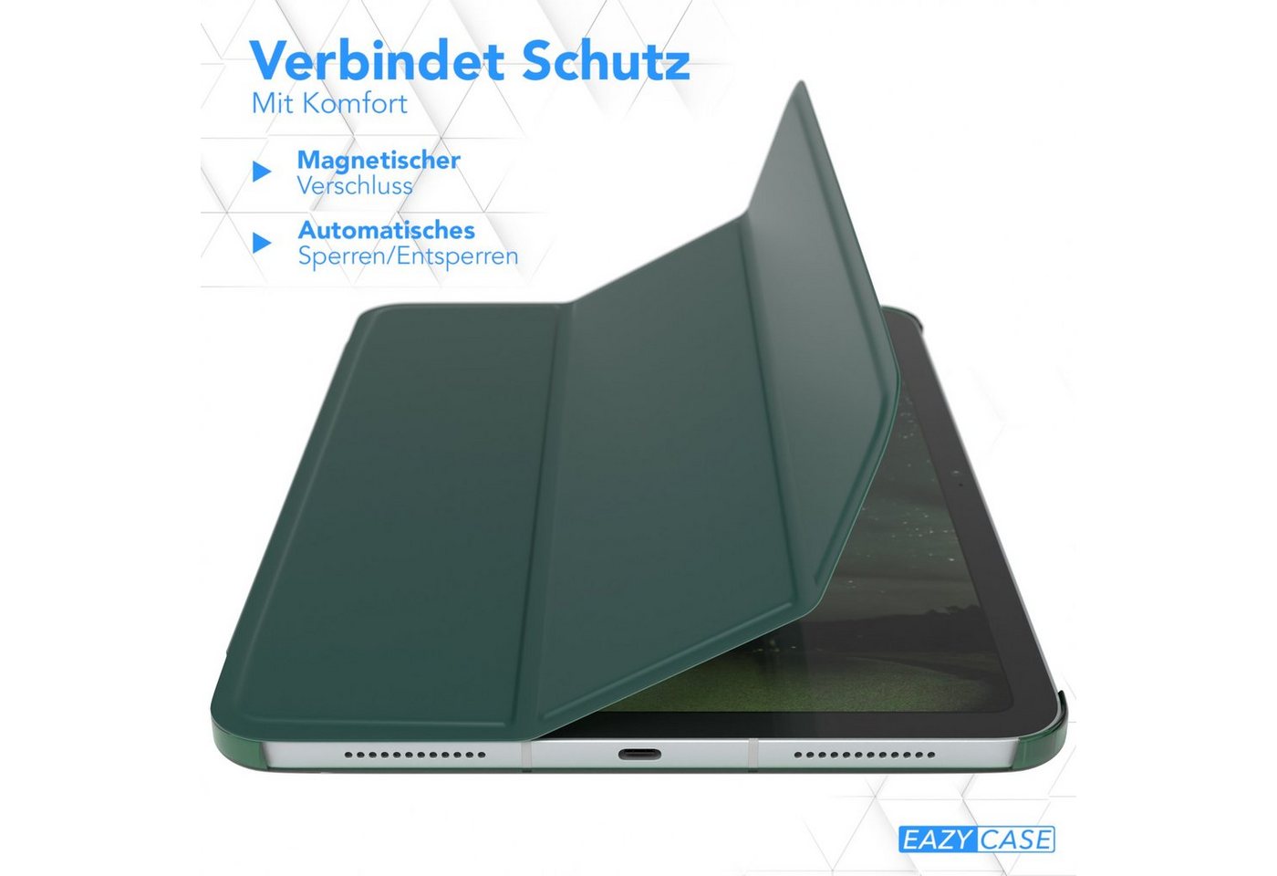 EAZY CASE Tablet-Hülle Smart Case für iPad 10,9" 10. Generation (2022) 10,9 Zoll, Tablet Schutzhülle aufstellbar Flip Cover Bookstyle Hülle Dunkelgrün – Bild 3 von 5