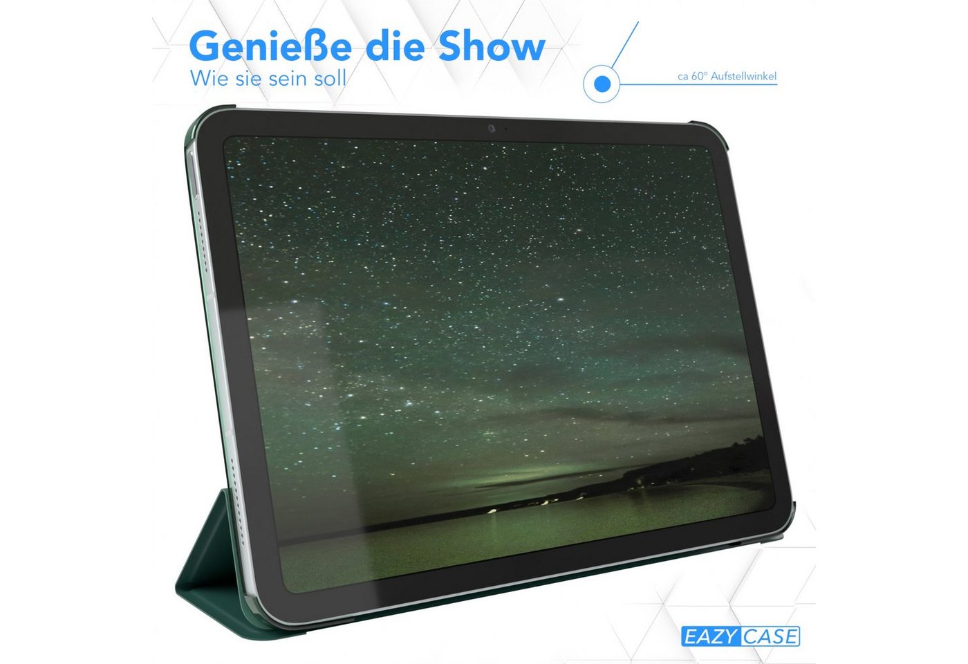 EAZY CASE Tablet-Hülle Smart Case für iPad 10,9" 10. Generation (2022) 10,9 Zoll, Tablet Schutzhülle aufstellbar Flip Cover Bookstyle Hülle Dunkelgrün – Bild 4 von 5