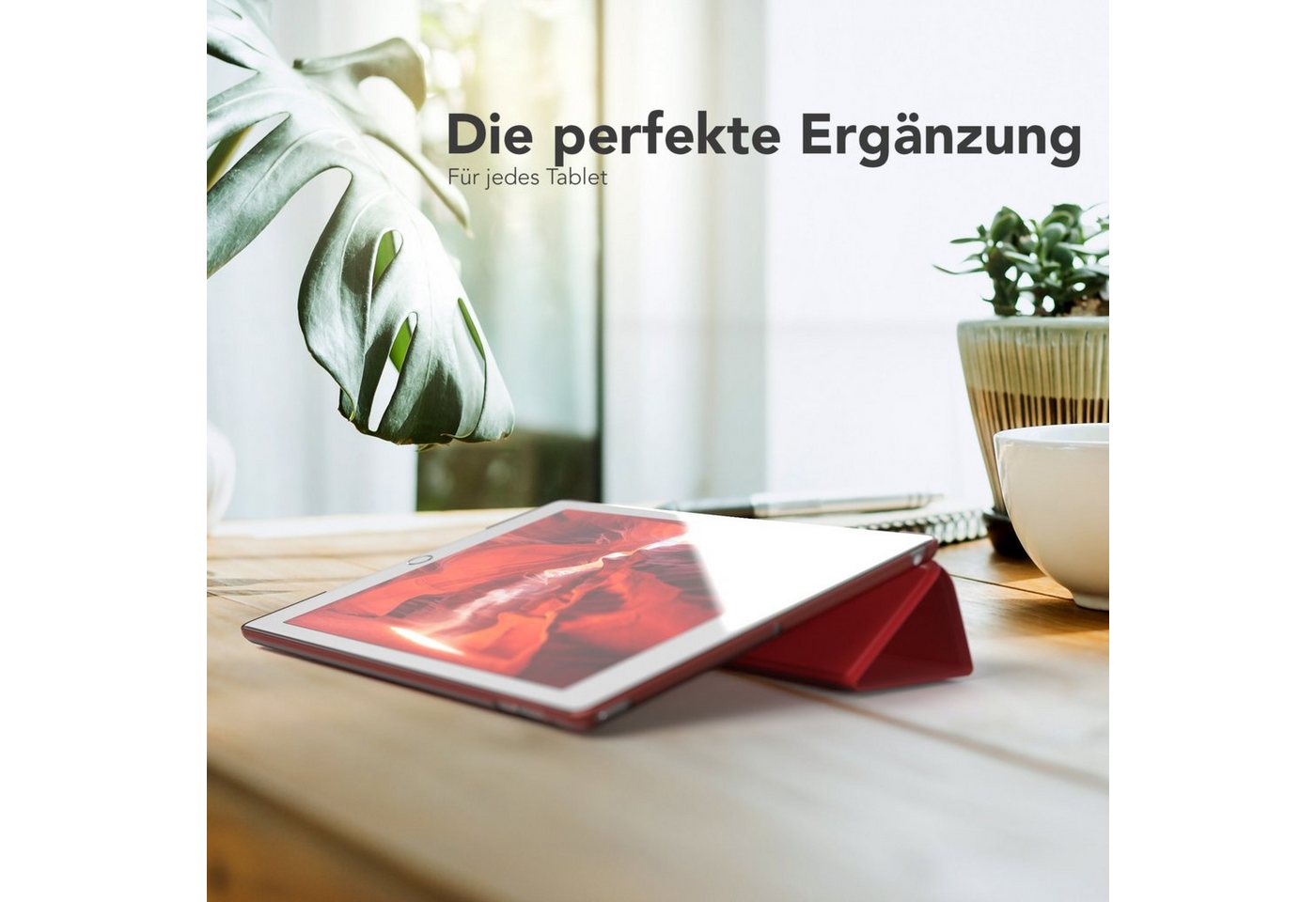 EAZY CASE Tablet-Hülle Smart Case für iPad 5./6. Generation & Air 1/Air 2 9,7 Zoll, Tablettasche Etui Bookcase Flipcover stoßfest Slim Schutztasche Rot – Bild 2 von 5