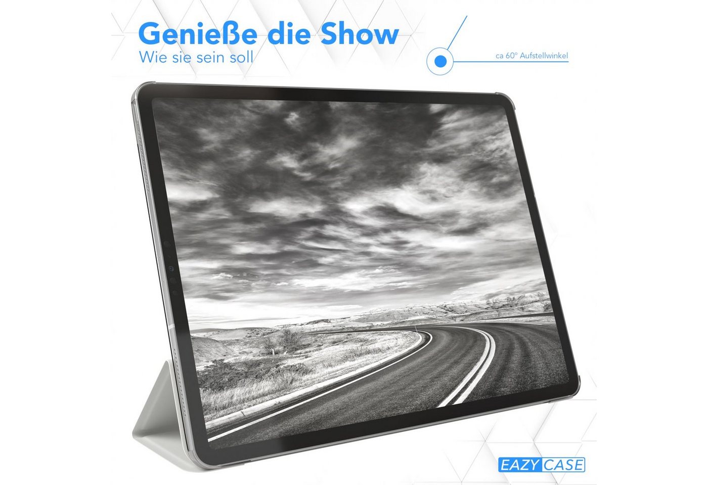 EAZY CASE Tablet-Hülle Smart Case für iPad Pro 12,9" 3./ 4./ 5./ 6. Gen. 12,9 Zoll, Tablet Case Bookcover Smart Flipcase Schutztasche magnetisch Hellgrau – Bild 4 von 5