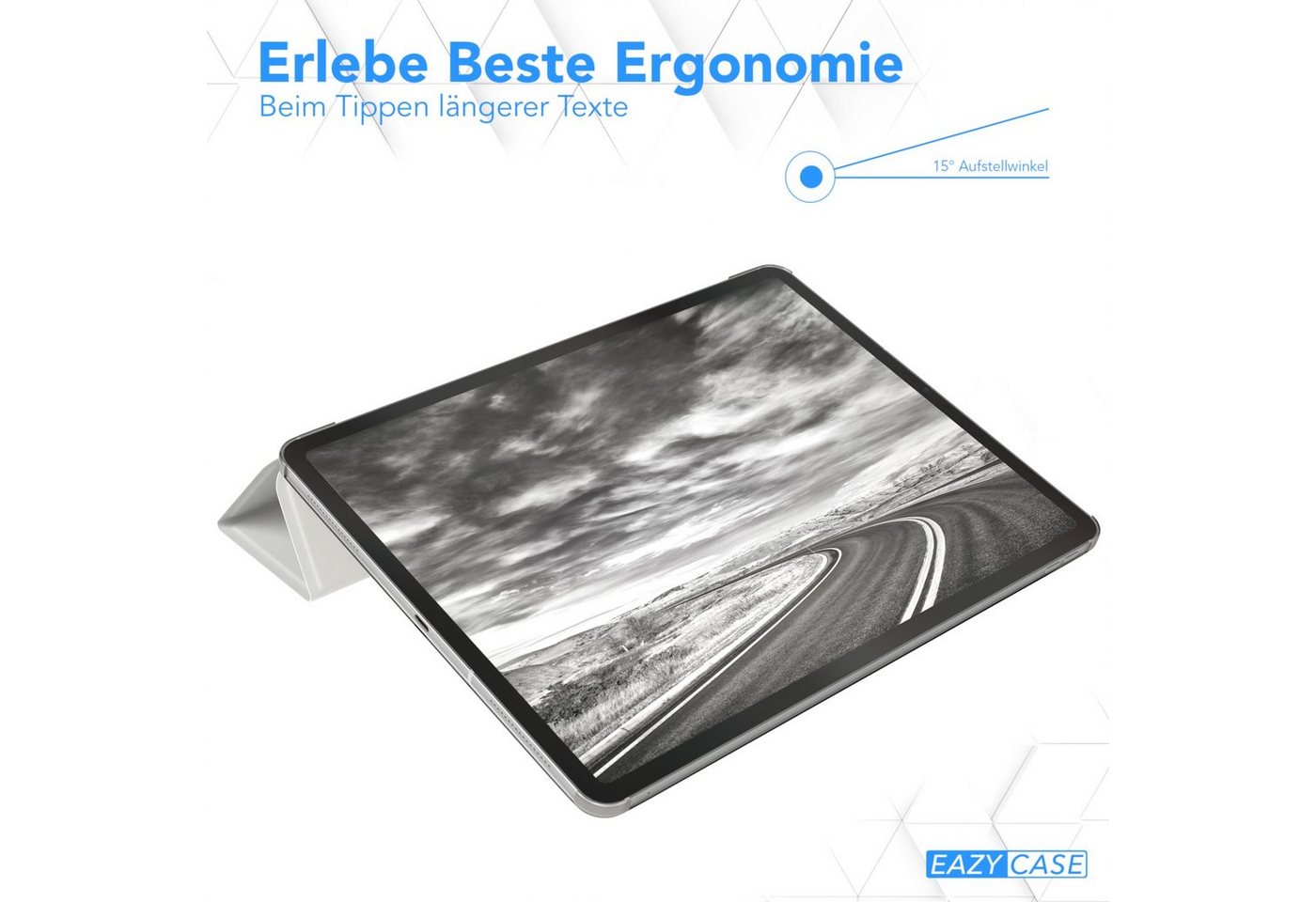 EAZY CASE Tablet-Hülle Smart Case für iPad Pro 12,9" 3./ 4./ 5./ 6. Gen. 12,9 Zoll, Tablet Case Bookcover Smart Flipcase Schutztasche magnetisch Hellgrau – Bild 5 von 5