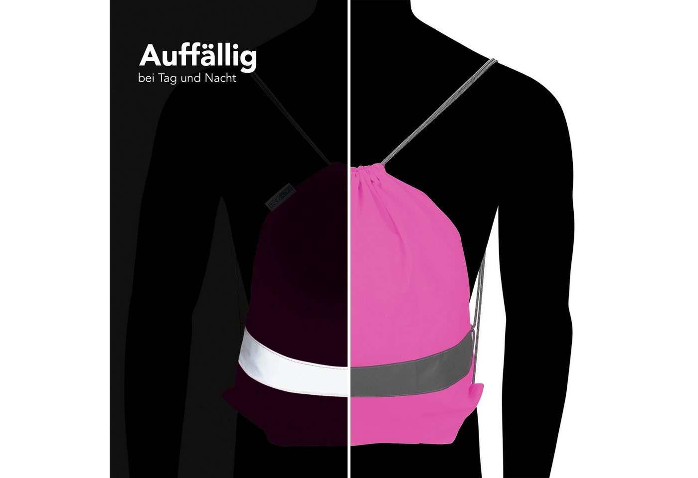 EAZY CASE Turnbeutel Turnbeutel mit Reflektoren und Tasche (mit Tasche), Turnbeutel Schulsport reflektierend Sportbeutel Festival Bag Pink – Bild 5 von 5