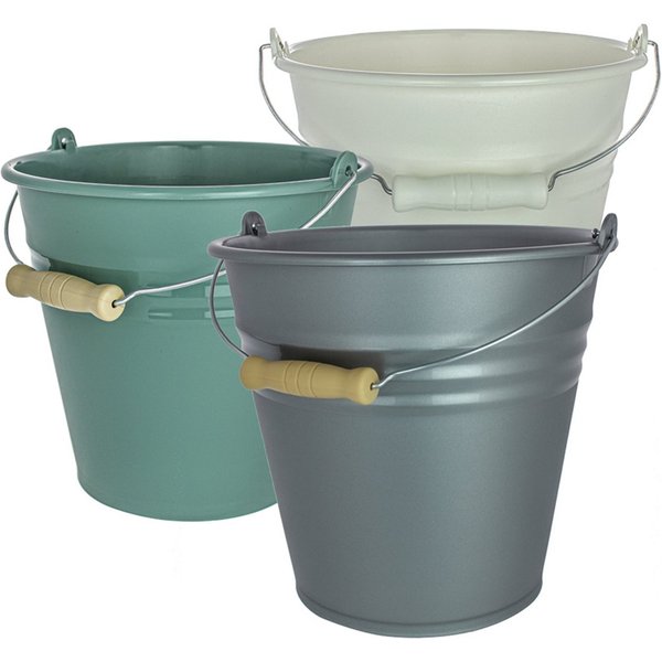 Ebaxx Putzeimer 1 x 10 oder 7 Liter METALL OPTIK Eimer Plastik Wasser Blumen Topf, 10 Liter Eimer 7 Liter Eimer Kunststoff Plastik
