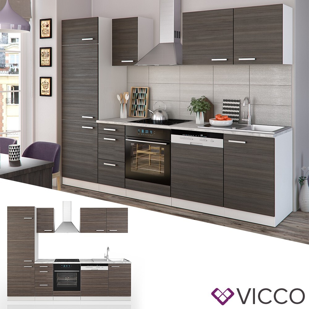 Küche Küchenzeile Küchenblock Einbauküche Komplettküche Optima Edelgrau Vicco
