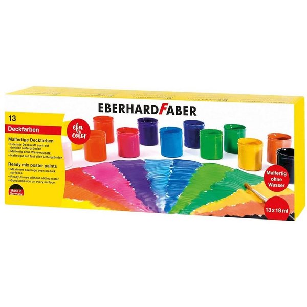 Eberhard Faber Kinderfarbe Deckfarben Malfertig 13er Set Töpfe mit 18ml