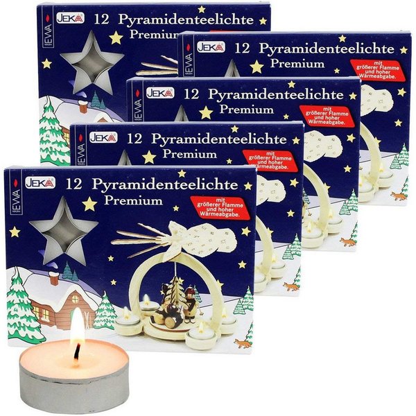 Ebersbacher Kerzenfabrik Teelicht Pyramidenteelichter Premium (12 Stück) (5-tlg)