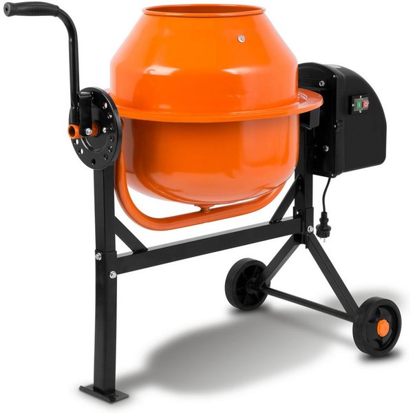 EBERTH Betonmischer 65L Elektrisch, 220W Motor, Gestell, Trommel und Zahnkranz aus Stahl, breite Fußplatte