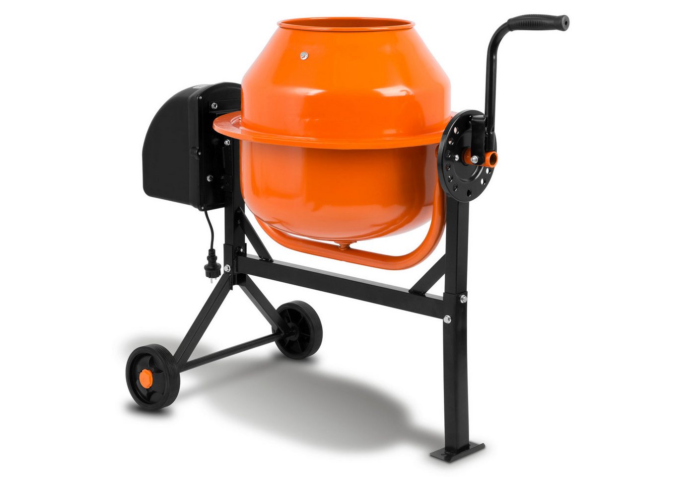 EBERTH Betonmischer 65L Elektrisch, 220W Motor, Gestell, Trommel und Zahnkranz aus Stahl, breite Fußplatte – Bild 2 von 5