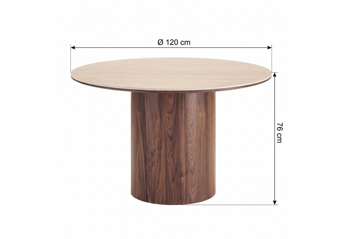 ebuy24 Esstisch Minamata Esstisch Ø120cm, Keramik-Tischplatte Trav (1-St) – Bild 5 von 5