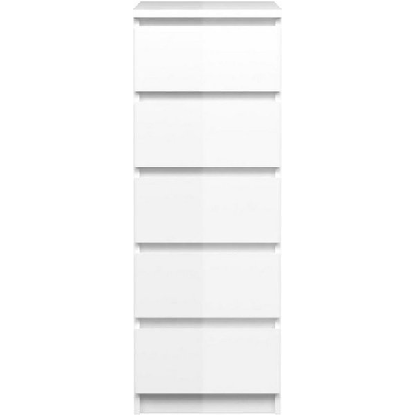 ebuy24 Kommode Nada Kommode schmal 5 Schubladen weiss hochglanz.
