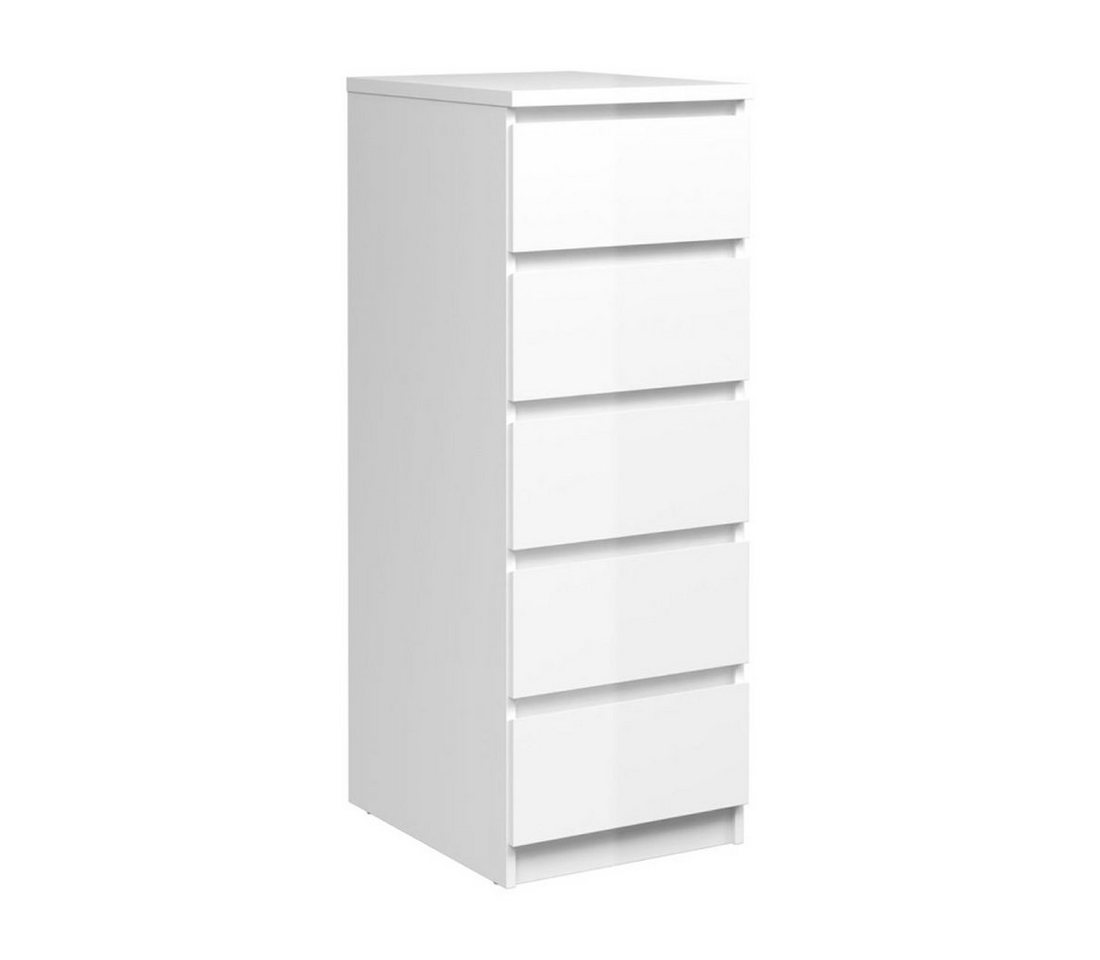 ebuy24 Kommode Nada Kommode schmal 5 Schubladen weiss hochglanz. – Bild 2 von 5