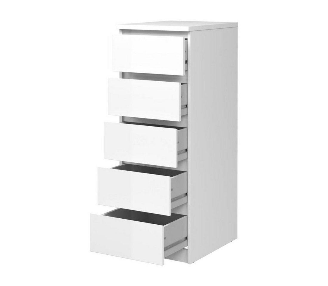ebuy24 Kommode Nada Kommode schmal 5 Schubladen weiss hochglanz. – Bild 4 von 5