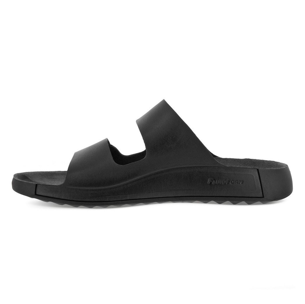 Ecco Cozmo Flat (Vollnarbenleder, flexible Sohle) schwarz Herren Sandale – Bild 2 von 5