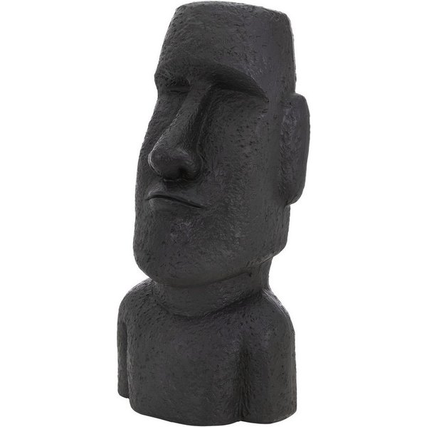 ECD Germany Dekofigur Moai Figur Kopf aus Steinguss Kunstharz Skulptur Nui Gartenfigur, Osterinsel Statue Anthrazit Steinfigur Büste Dekoration Innen&Außen
