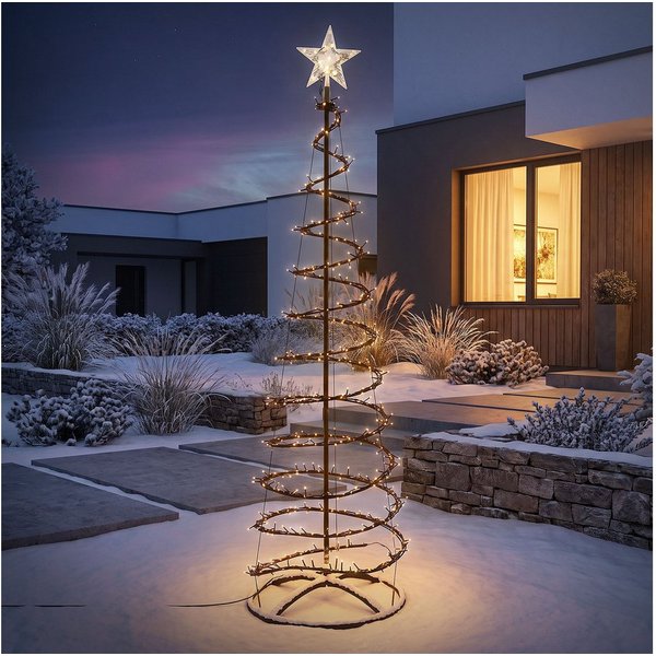 ECD Germany LED Baum LED Weihnachtsbaum Außen Weihnachtsdeko mit Beleuchtung Lichterbaum, Tannenbaum 180 cm mit Lichterkette Weihnachtsbeleuchtung Warmweiß