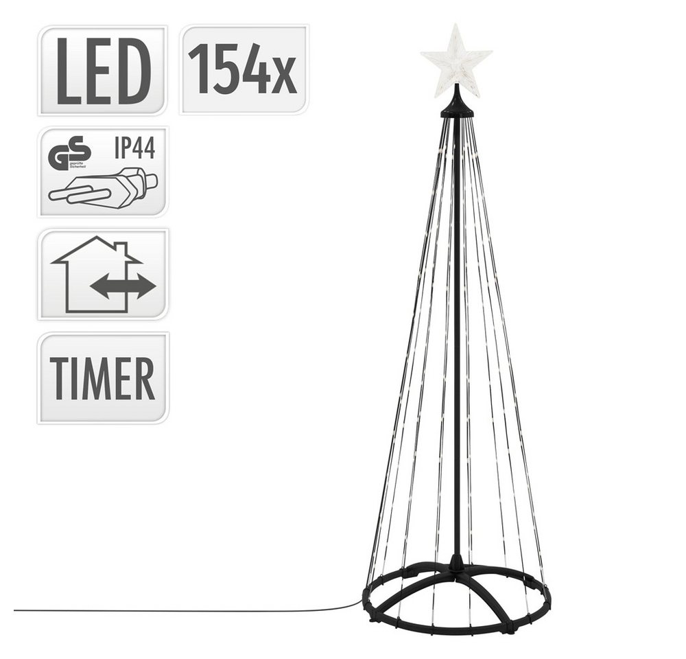ECD Germany LED Baum LED Weihnachtsbaum Außen mit Sternspitze Lichterpyramide Lichterbaum, 150 cm Weihnachtsdeko Lichterkette mit 154 LED Warmweiß Timer Dimmbar – Bild 3 von 5