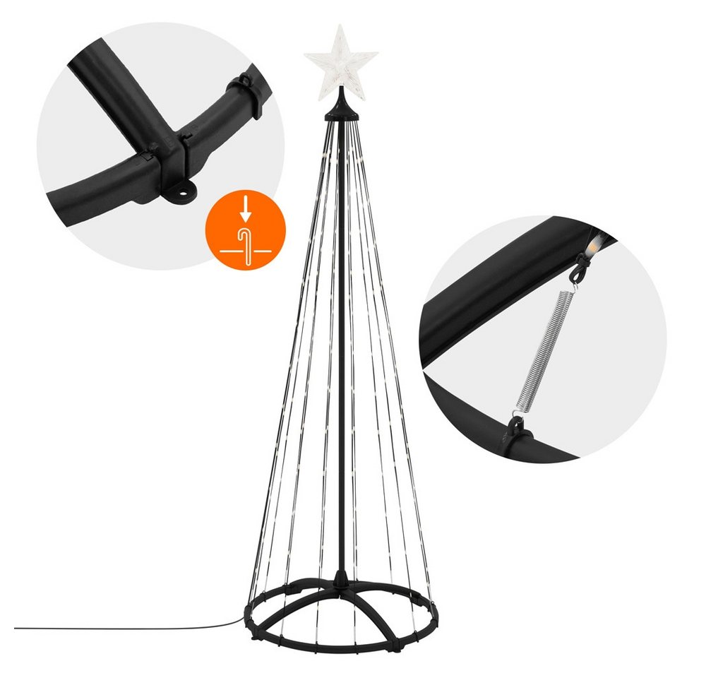 ECD Germany LED Baum LED Weihnachtsbaum Außen mit Sternspitze Lichterpyramide Lichterbaum, 150 cm Weihnachtsdeko Lichterkette mit 154 LED Warmweiß Timer Dimmbar – Bild 4 von 5