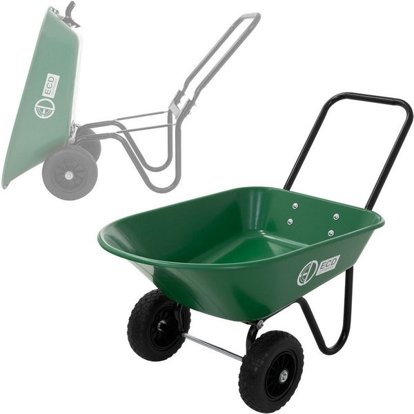 ECD Germany Schubkarre Garten 78L Gartenwagen Gartenkarre mit Kippfunktion Bauschubkarre, Gartenschubkarre Hofkarre 2x PU-Reifen & PP-Wanne 100 kg Tragkraft