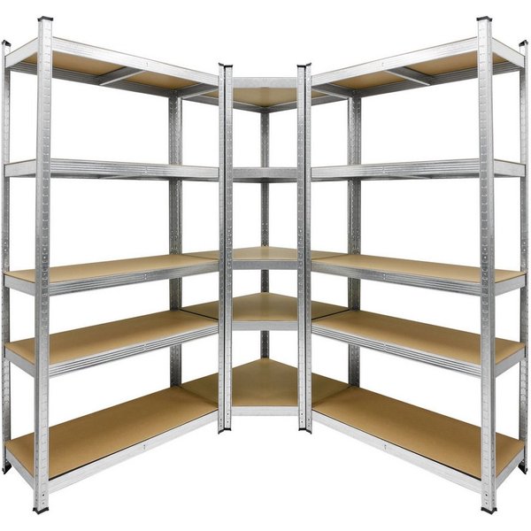 ECD Germany Schwerlastregal Keller Regal Steckregal Lagerregal für Werkstatt & Garage Lastenregal, 3-tlg., Regalsystem bis 750kg Werkstattregal Metall / MDF Bla