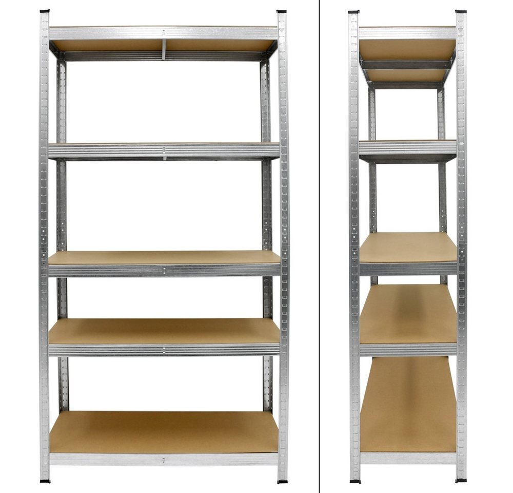 ECD Germany Schwerlastregal Keller Regal Steckregal Lagerregal für Werkstatt & Garage Lastenregal, 3-tlg., Regalsystem bis 750kg Werkstattregal Metall / MDF Bla – Bild 3 von 5