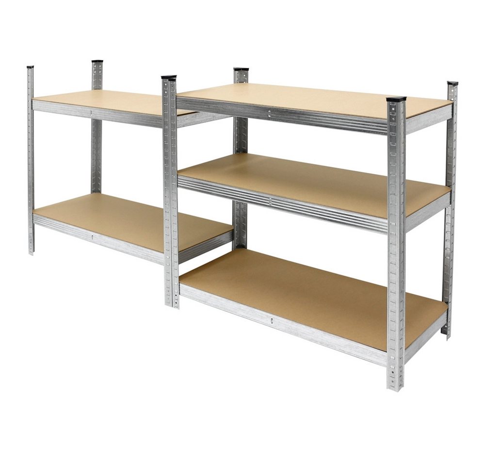 ECD Germany Schwerlastregal Keller Regal Steckregal Lagerregal für Werkstatt & Garage Lastenregal, 3-tlg., Regalsystem bis 750kg Werkstattregal Metall / MDF Bla – Bild 4 von 5