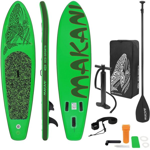 ECD Germany SUP-Board Stand Up Paddle Board aus PVC Paddelboard Paddling Board, Stand-Up Paddle-Board, SUP Board 320x80x15 cm 120 kg Traglast rutschfest grün in