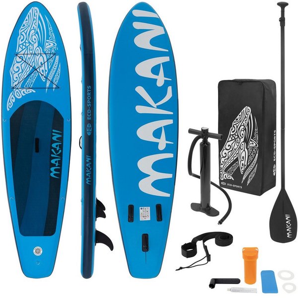 ECD Germany SUP-Board Stand Up Paddle Board aus PVC Paddelboard Paddling Board, Stand-Up Paddle-Board, SUP Board 320x80x15 cm 120 kg Traglast rutschfest blau in