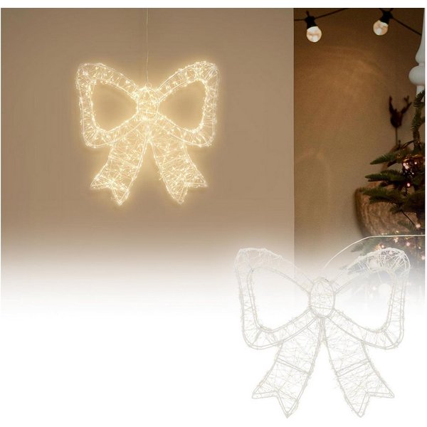 ECD Germany Weihnachtsfigur LED Schleife Weihnachten Weihnachtsdeko mit Timer Innen/Außen, Weihnachtsbeleuchtung Weihnachtsschleife, 500 LED Warmweiß, 37 x 33 c