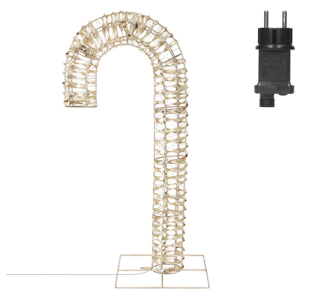 ECD Germany Weihnachtsfigur LED-Zuckerstange Weihnachtsbeleuchtung IP44 Wetterfest Candy Cane, Gold 75cm Metall Leuchtstab mit 400 warmweißen LEDs Timer 6 Std – Bild 2 von 5