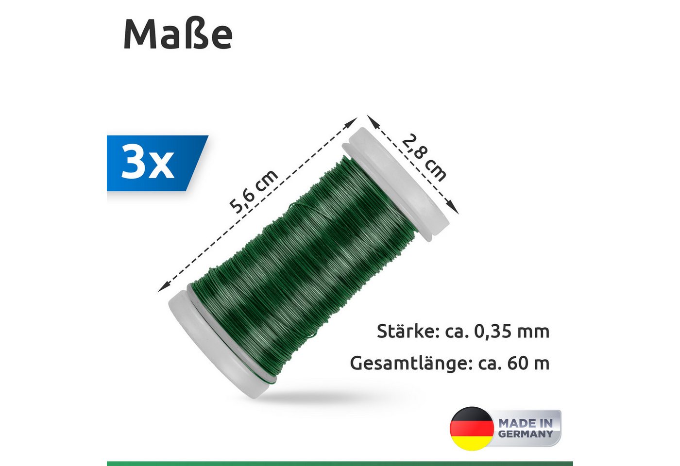 ECENCE Bindedraht 3x Myrtendraht geglüht aus Eisen Blumenbindedraht – Bild 4 von 5