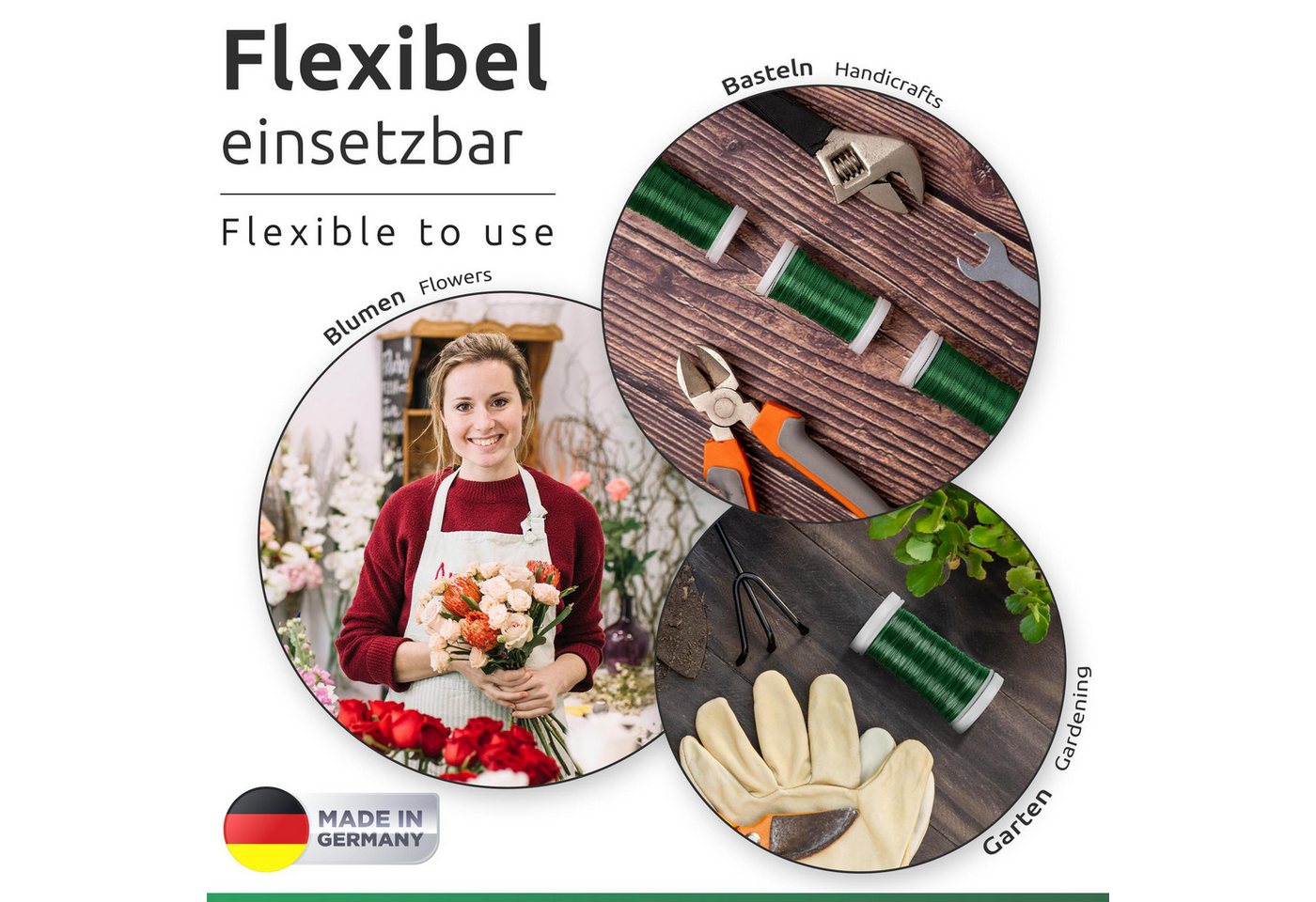 ECENCE Bindedraht 3x Myrtendraht geglüht aus Eisen Blumenbindedraht – Bild 5 von 5